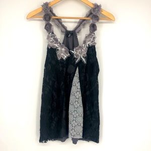 BKE Boutique Lace & Sequin Racer Back Rosette Straps - Size Large